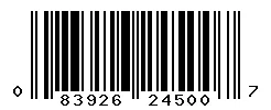 UPC 083926245007 barcode image