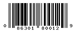 UPC barcode 086301800129