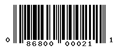 UPC barcode number 086800000211