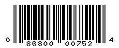 UPC barcode number 086800007524