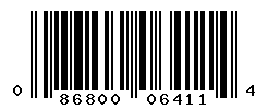 UPC barcode number 086800064114