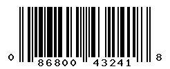 UPC barcode number 086800432418