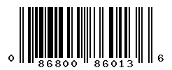 UPC barcode number 086800860136