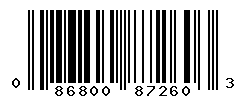 UPC barcode number 086800872603