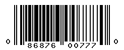 UPC barcode number 086876007770