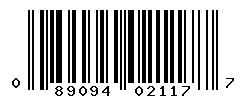 UPC barcode number 089094021177