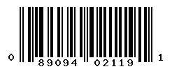 UPC barcode number 089094021191