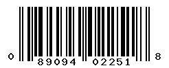 UPC barcode number 089094022518