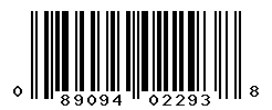 UPC barcode number 089094022938