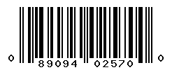 UPC barcode number 089094025700
