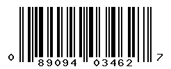 UPC barcode number 089094034627