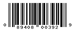 upc 089408003929 barcode image