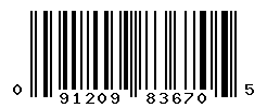 UPC barcode number 091209836705