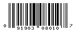 UPC barcode number 091903080107