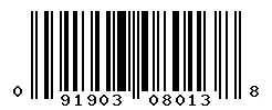 UPC 091903080138 barcode image