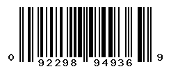 UPC barcode number 092298949369