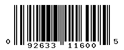 UPC barcode number 092633116005