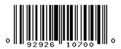 UPC barcode number 092926107000