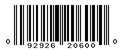 upc 092926206000 barcode image