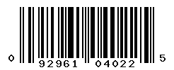 UPC barcode number 092961040225