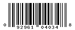 UPC barcode number 092961040348