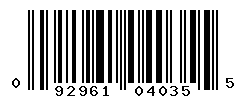 UPC barcode number 092961040355