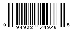 UPC barcode 094922749765