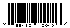 UPC barcode number 096619800407