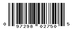 UPC barcode number 097298027505