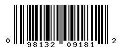 UPC barcode number 098132091812