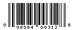 UPC barcode number 098584003128