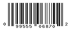 UPC barcode number 099555068702