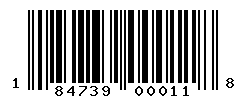 UPC barcode number 184739000118