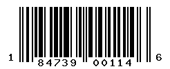 UPC barcode number 184739001146