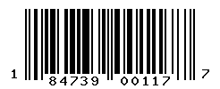 UPC barcode number 184739001177