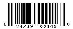 UPC barcode number 184739001498