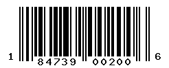 UPC barcode number 184739002006