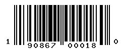 UPC barcode number 190867000180