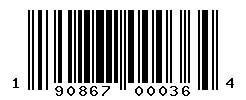 UPC barcode number 190867000364