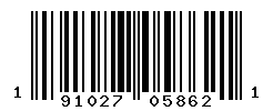 UPC barcode number 191027058621