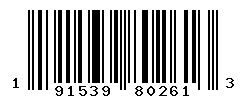 UPC barcode number 191539802613