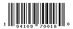 UPC barcode number 194109700180