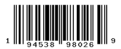 UPC barcode number 194538980269