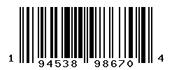 UPC barcode number 194538986704