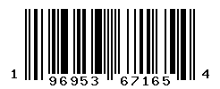 UPC barcode number 196953671654