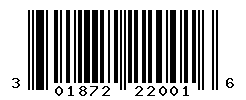 UPC barcode number 301872220016