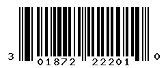 UPC barcode number 301872222010