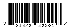 UPC barcode number 301872223017