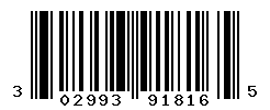 UPC barcode number 302993918165