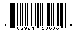 UPC barcode number 302994130009